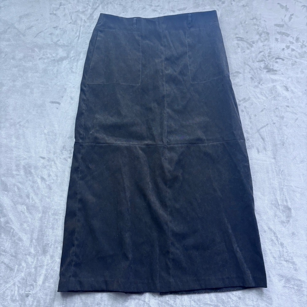 White Stag Black Faux Suede Maxi Skirt Size 16 WS51346Z Pocket Long Skirt